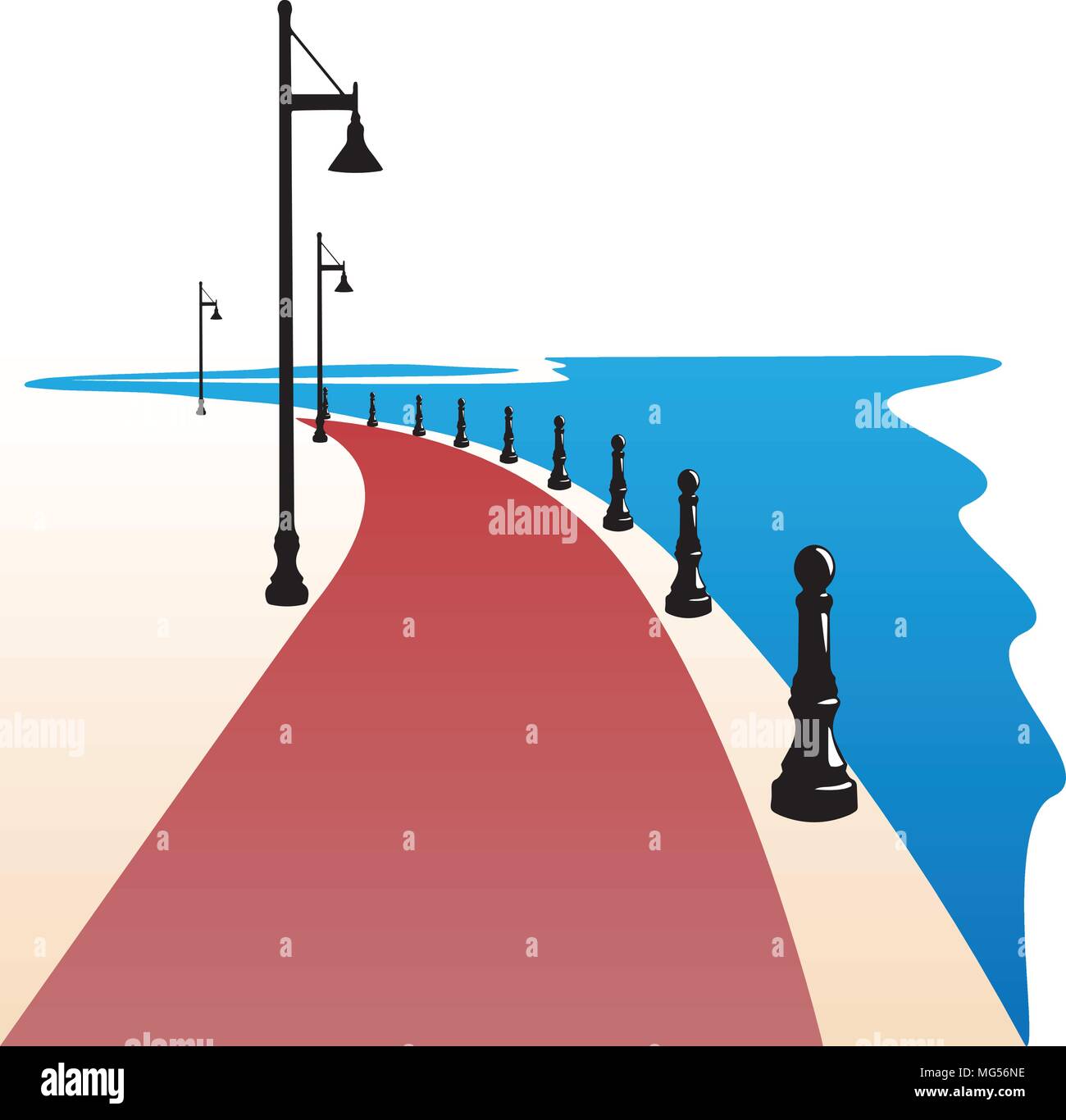 Seaside Boardwalk illustrazione vettoriale Illustrazione Vettoriale