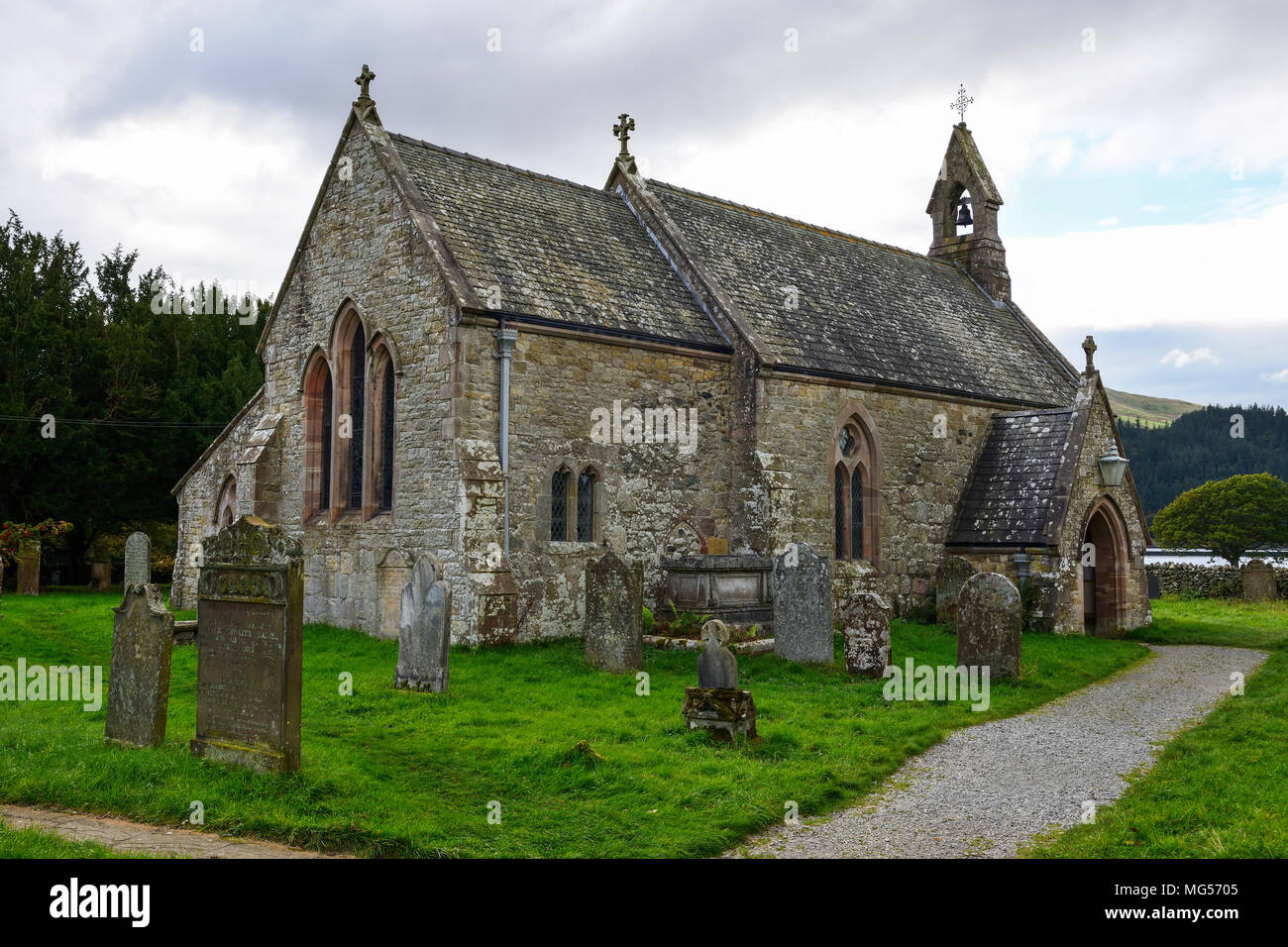 St Bega la chiesa a Mirehouse, Bassenthwait lago nel distretto del lago, Cumbria, Inghilterra Foto Stock