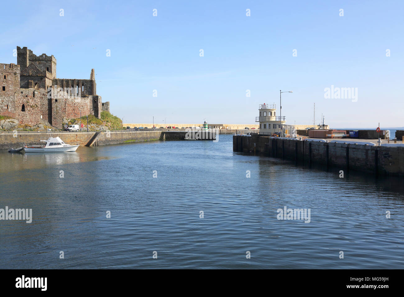 Sbucciare il porto sulla costa occidentale dell'Isola di Man Foto Stock