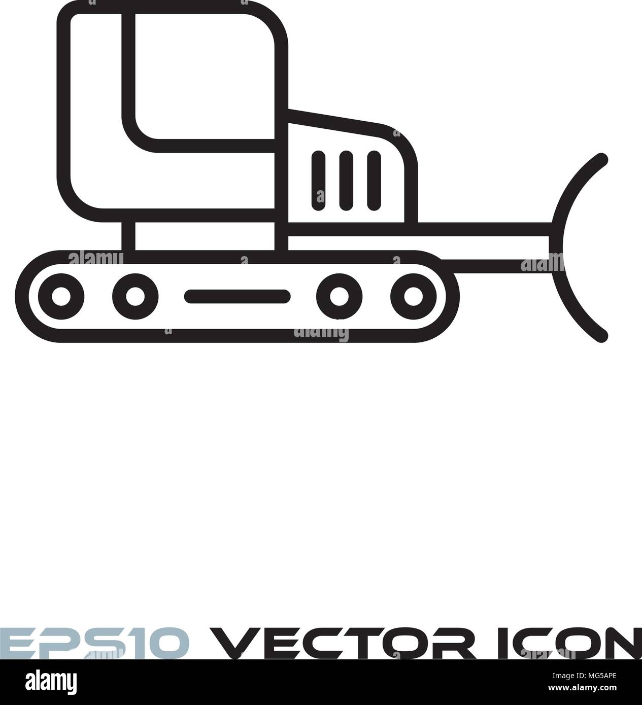 Bulldozer linea piatta vettore icona Illustrazione Vettoriale