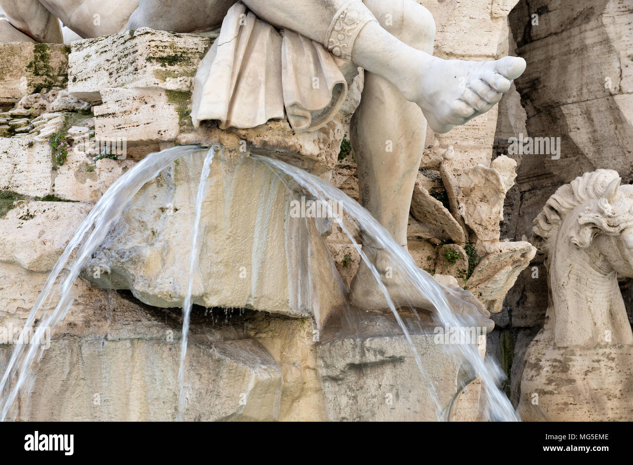 Frammento della fontana di Piazza Navona, Roma, Italia. Foto Stock