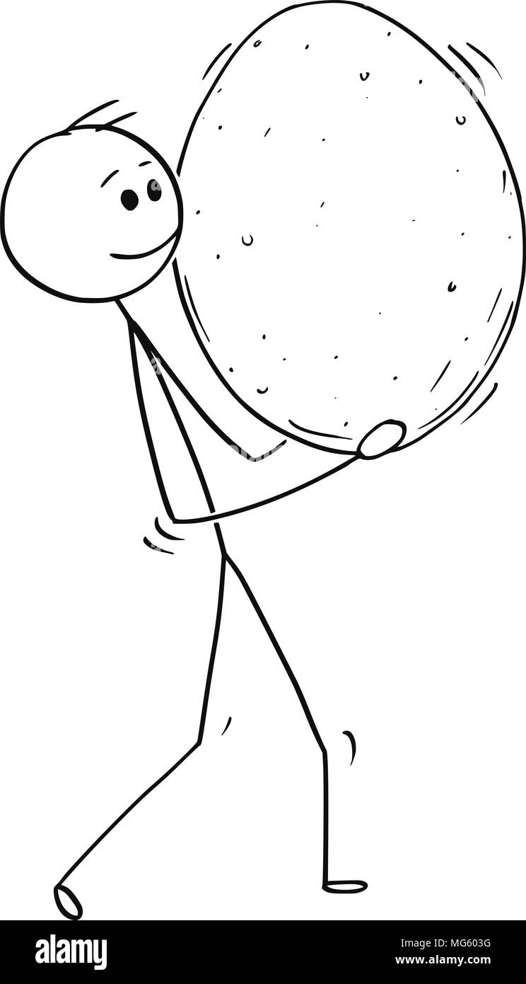 Cartoon di uomo che porta uovo grande Illustrazione Vettoriale
