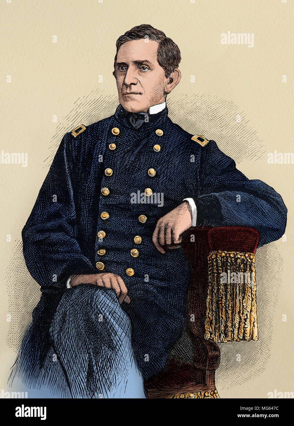 Union Army General Maggiore Edward Canby Sprigg. Digitalmente la xilografia colorata Foto Stock