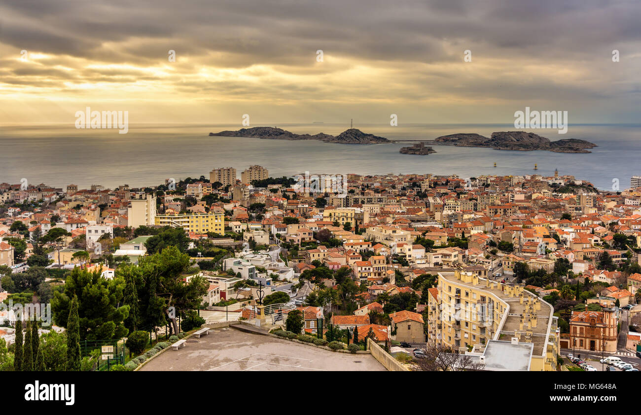 Vista del Frioul arcipelago da Marsiglia - Francia Provenza Foto Stock