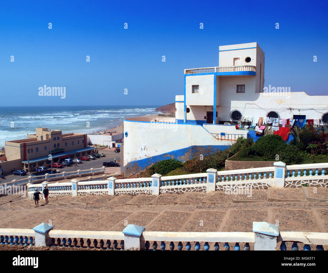Architettura Art Deco in Marocco di città costiera di Sidi Ifni Foto Stock