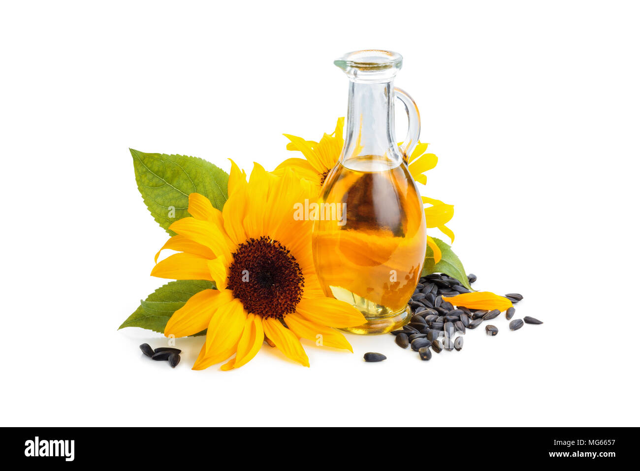 I girasoli e olio di semi di girasole. Foto Stock