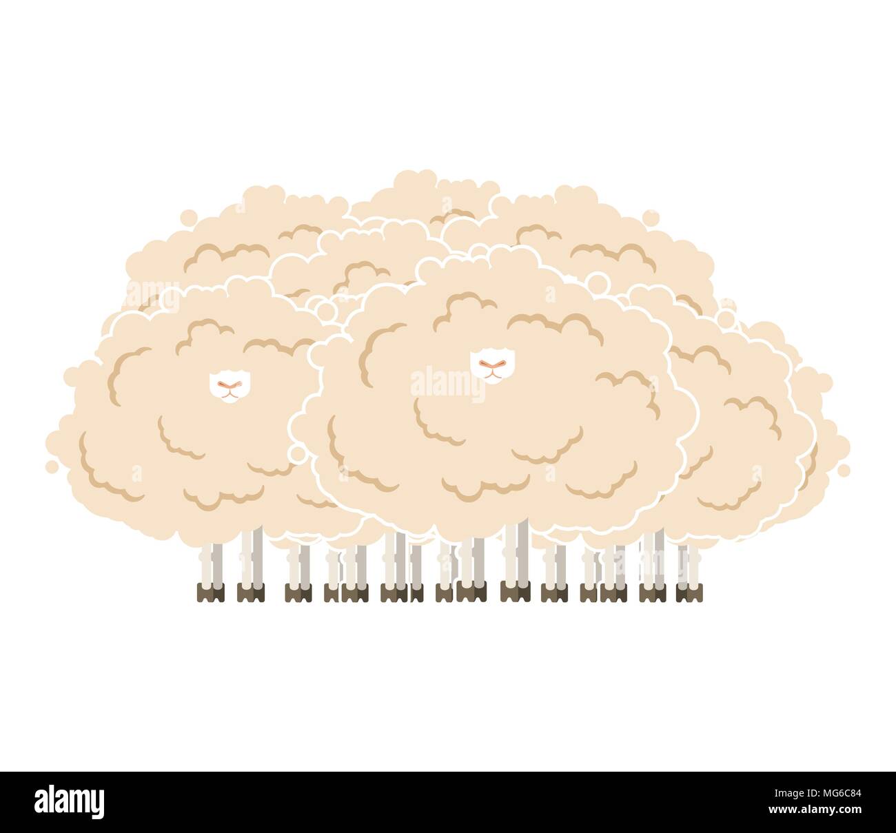 Hairy gregge di ovini. Shaggy agnello mandria. illustrazione vettoriale Illustrazione Vettoriale
