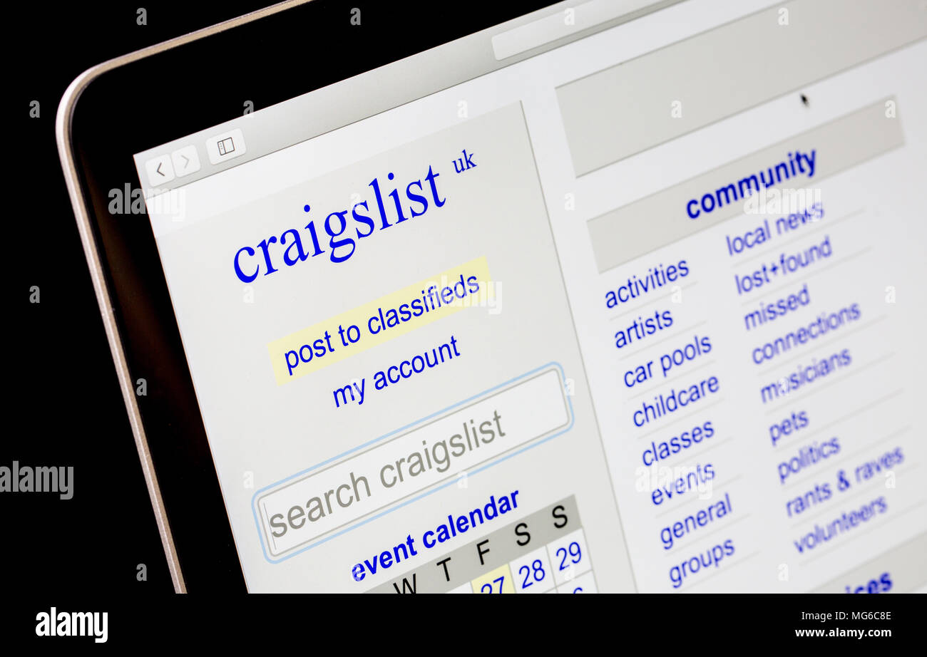 Craigslist sito web su un computer portatile Foto Stock