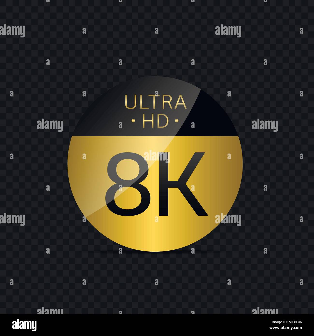 8K Ultra HD etichetta. Hi tech icona, illustrazione vettoriale Illustrazione Vettoriale