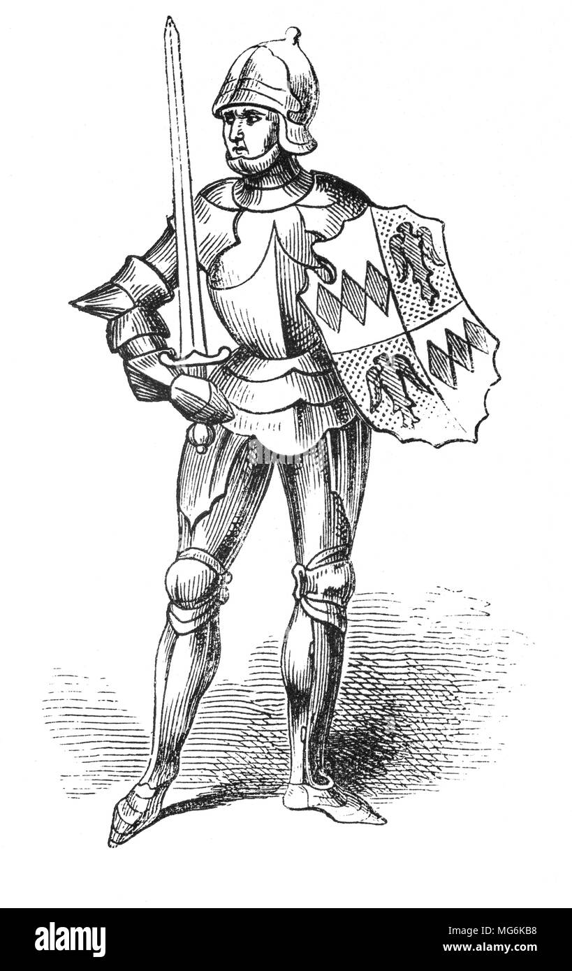 Richard Neville, xvi conte di Warwick (1428 - 1471), noto come Warwick il Kingmaker, è stato un nobiluomo inglese, amministratore e comandante militare. Warwick era il paese più ricco e potente inglese peer della sua età, con connessioni politico che è andato oltre le frontiere del paese. Uno dei capi della guerra dei Roses, originariamente sul lato Yorkist ma dopo la commutazione al lato Lancastrian, egli è stato determinante nella deposizione di due re, che ha portato al suo epiteto di "Kingmaker'. Foto Stock