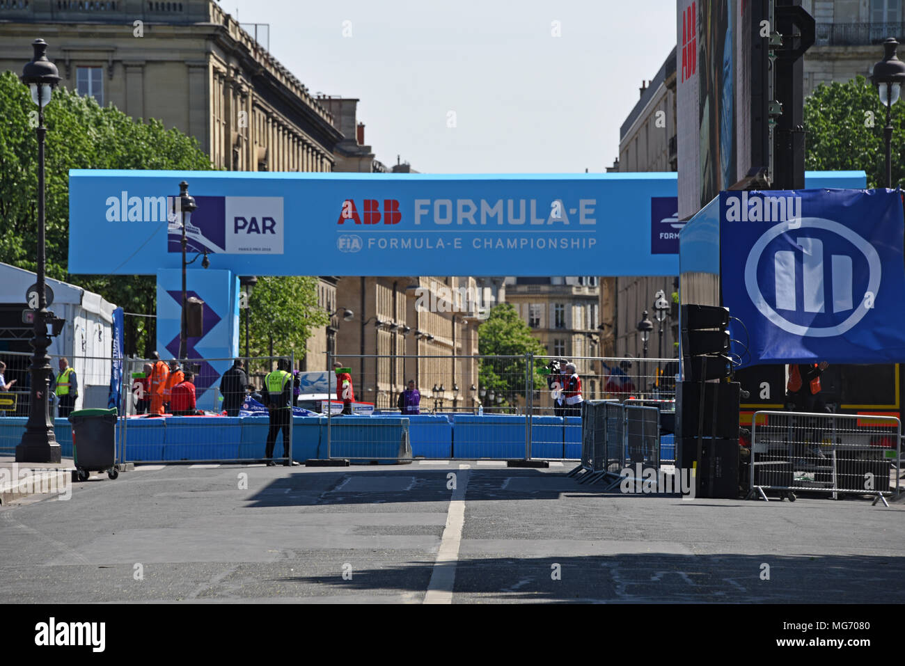 Parigi, Francia. 27 apr, 2018. Il Qatar Airway Paris, Paris E-Prix 2018, E-villaggio, Parigi, Francia, Europa Credito: Claude thibault/Alamy Live News Foto Stock