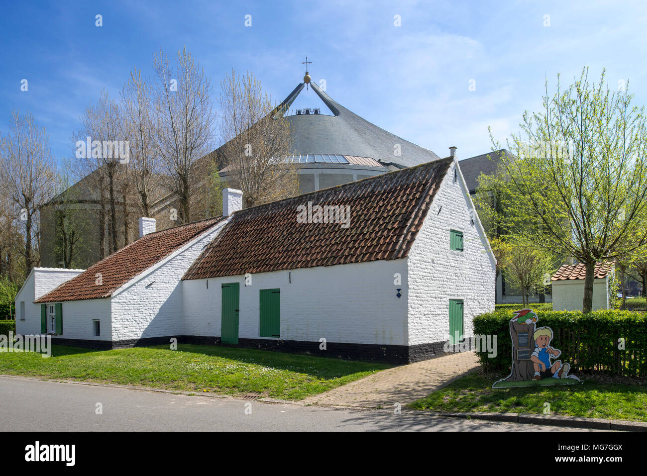 Jommekeshuis / Huisje Nys-Vermoote, vecchia casa di pescatori ora museo belga circa personaggio dei fumetti a Jommeke Sint-Idesbald, koksijde, Belgio Foto Stock