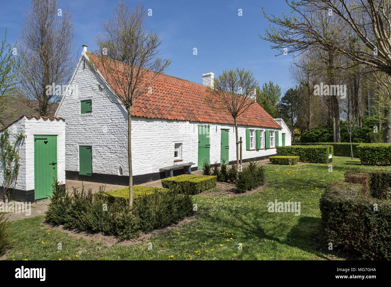 Jommekeshuis / Huisje Nys-Vermoote, vecchia casa di pescatori ora museo belga circa personaggio dei fumetti a Jommeke Sint-Idesbald, koksijde, Belgio Foto Stock