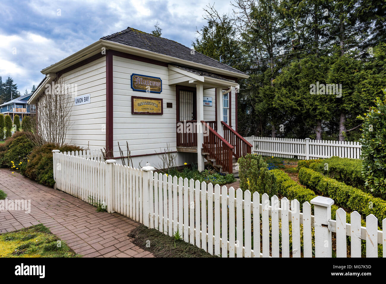 Unione Bay Jailhouse, Union Bay, British Columbia, Canada. Foto Stock