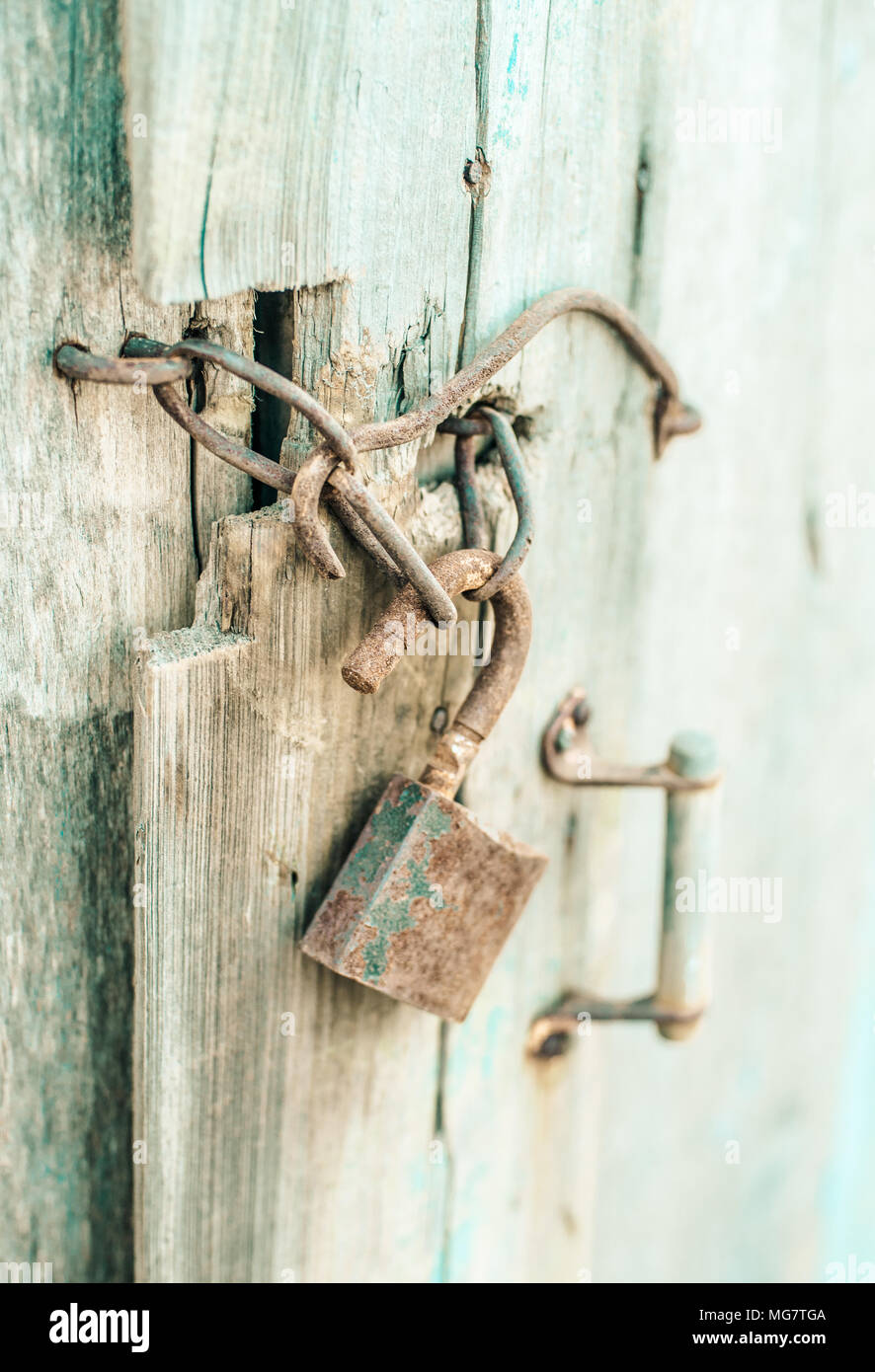 Vecchia porta di legno dettagli Foto Stock