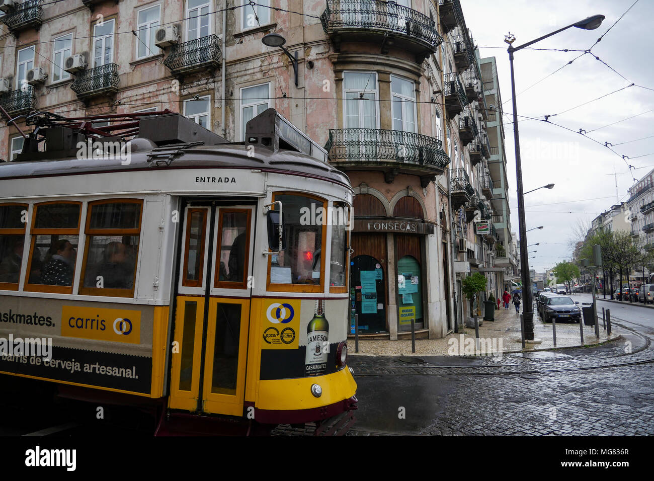 Tram, Almirante Reis Avenue, Lisbona, Portogallo Foto Stock