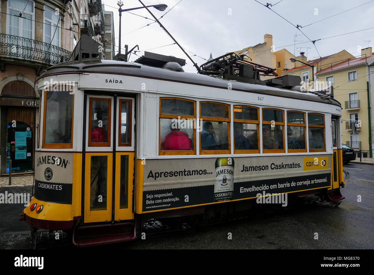 Tram, Almirante Reis Avenue, Lisbona, Portogallo Foto Stock
