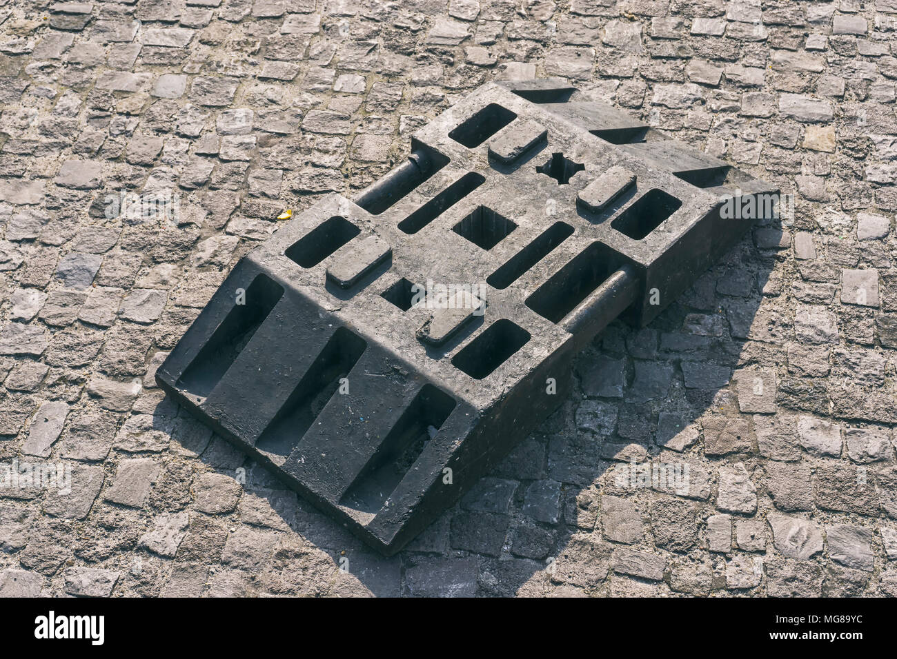 Gomma termoplastica piedi per recinzioni temporanee e sistemi di accaparramento Foto Stock