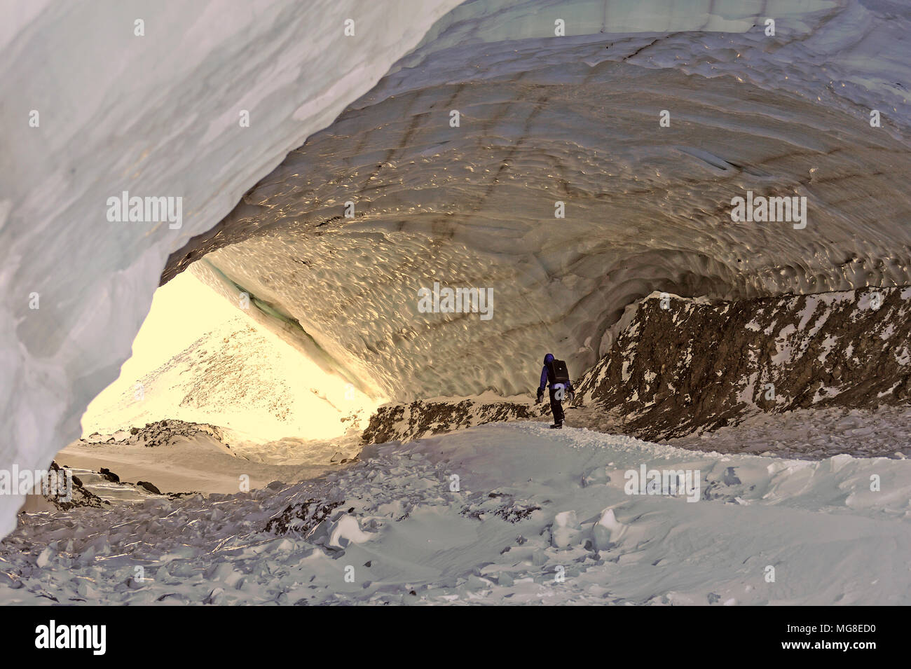 Grotta di ghiaccio, Mount Archibald, Alaska Highway, Haines Junction, Parco Nazionale Kluane, Yukon, Canada Foto Stock