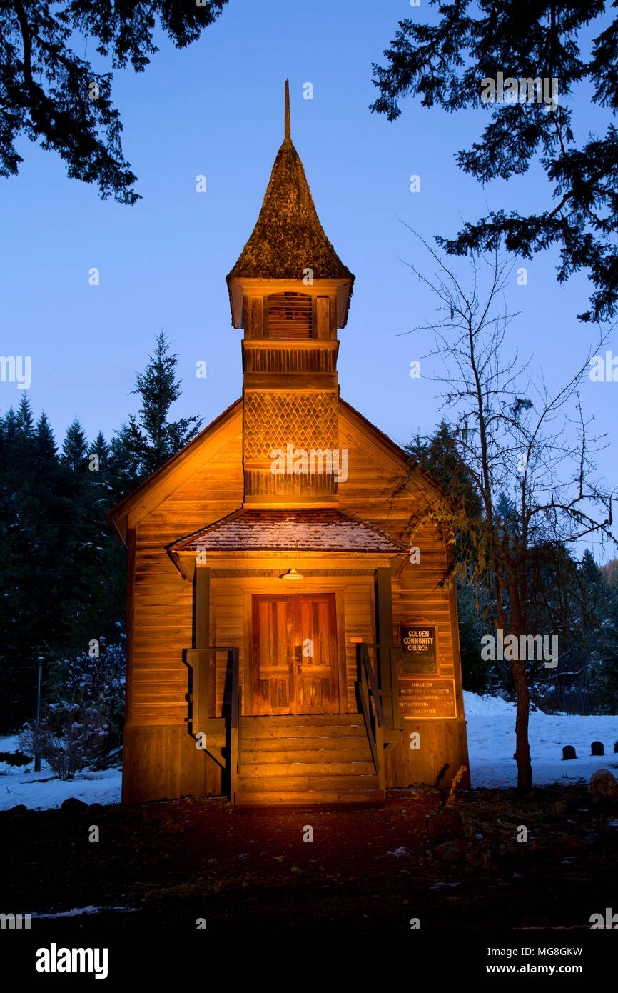 Golden Comunità Chiesa di notte, Golden State Park, Oregon Foto Stock