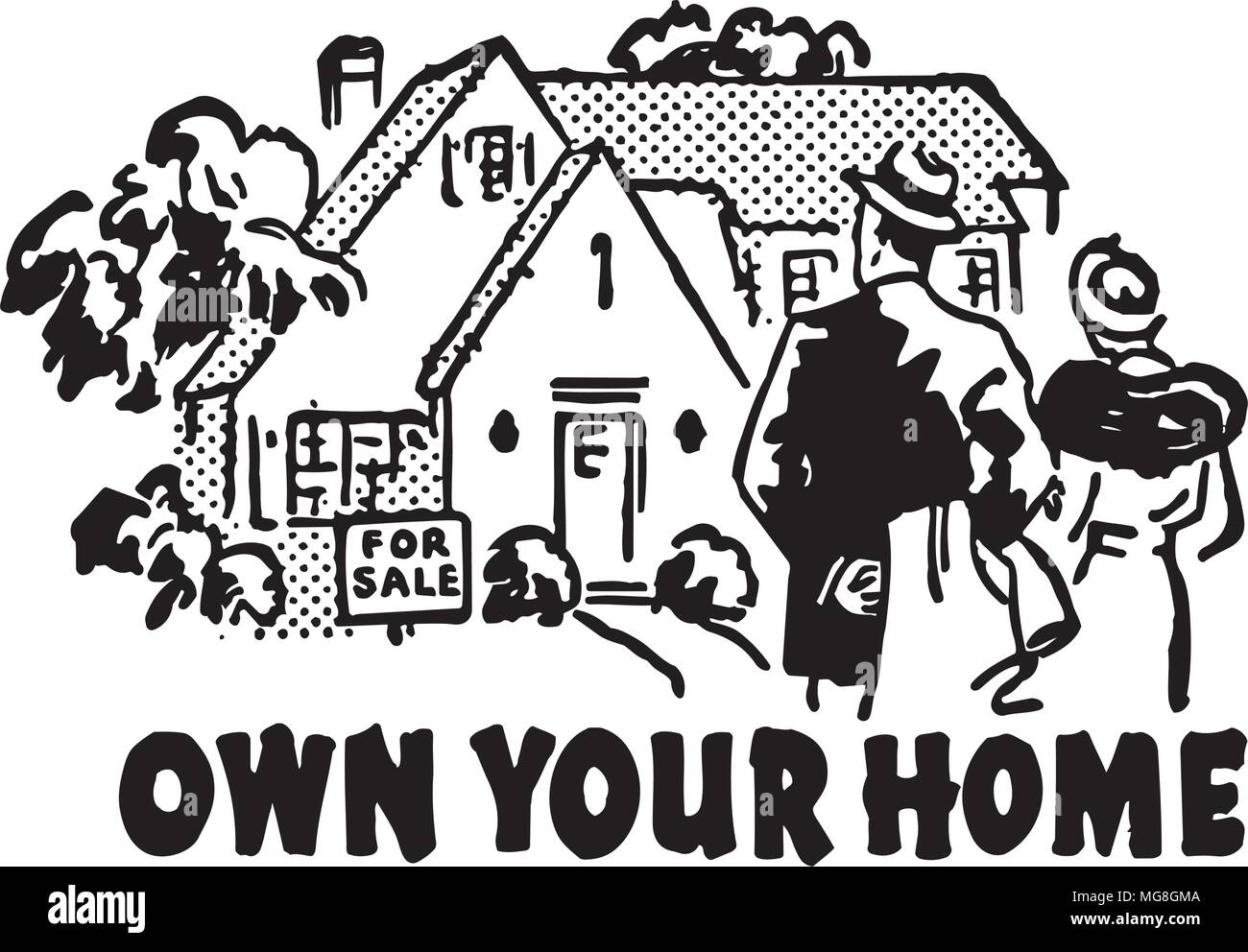 Proprio la casa - retrò arte Annunci Banner Illustrazione Vettoriale