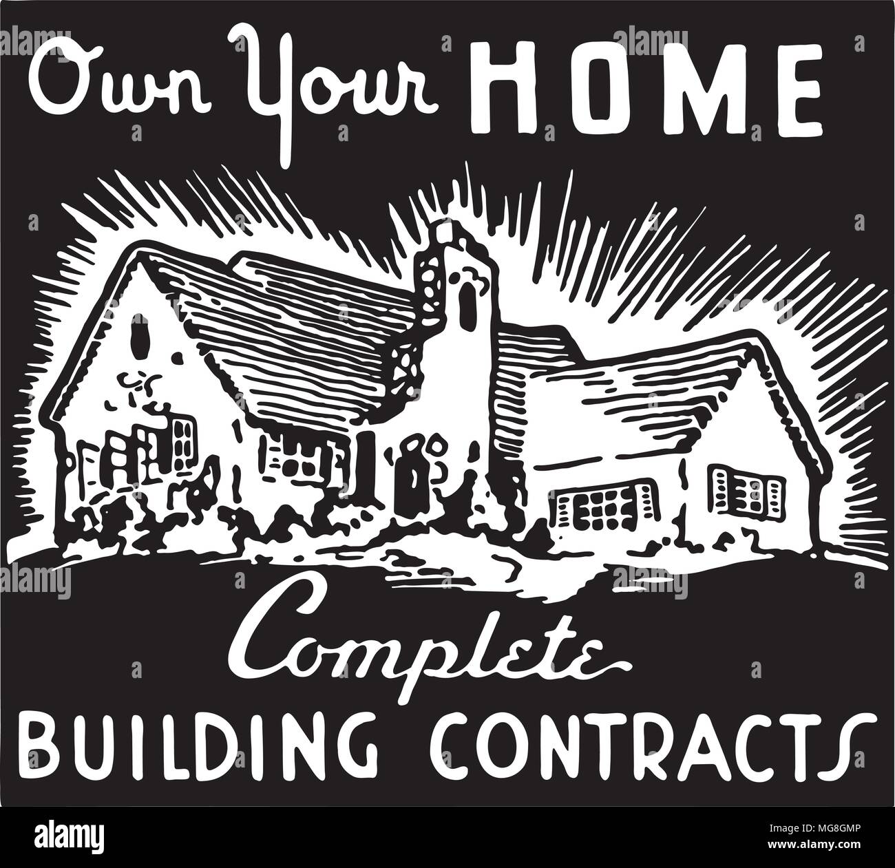 La tua casa 2 - Retro ad arte Banner Illustrazione Vettoriale