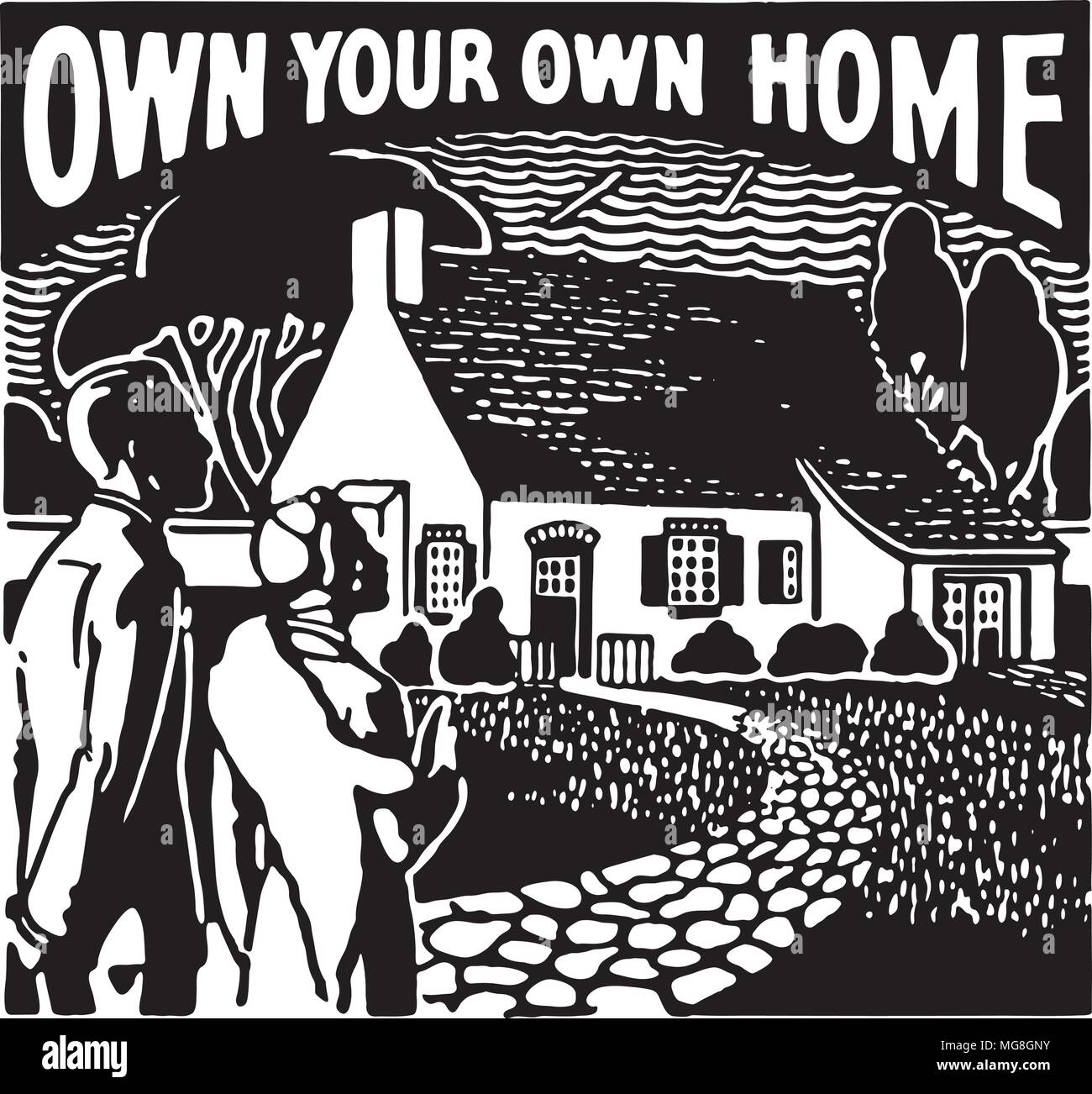 Proprio il tuo Home - retrò arte Annunci Banner Illustrazione Vettoriale