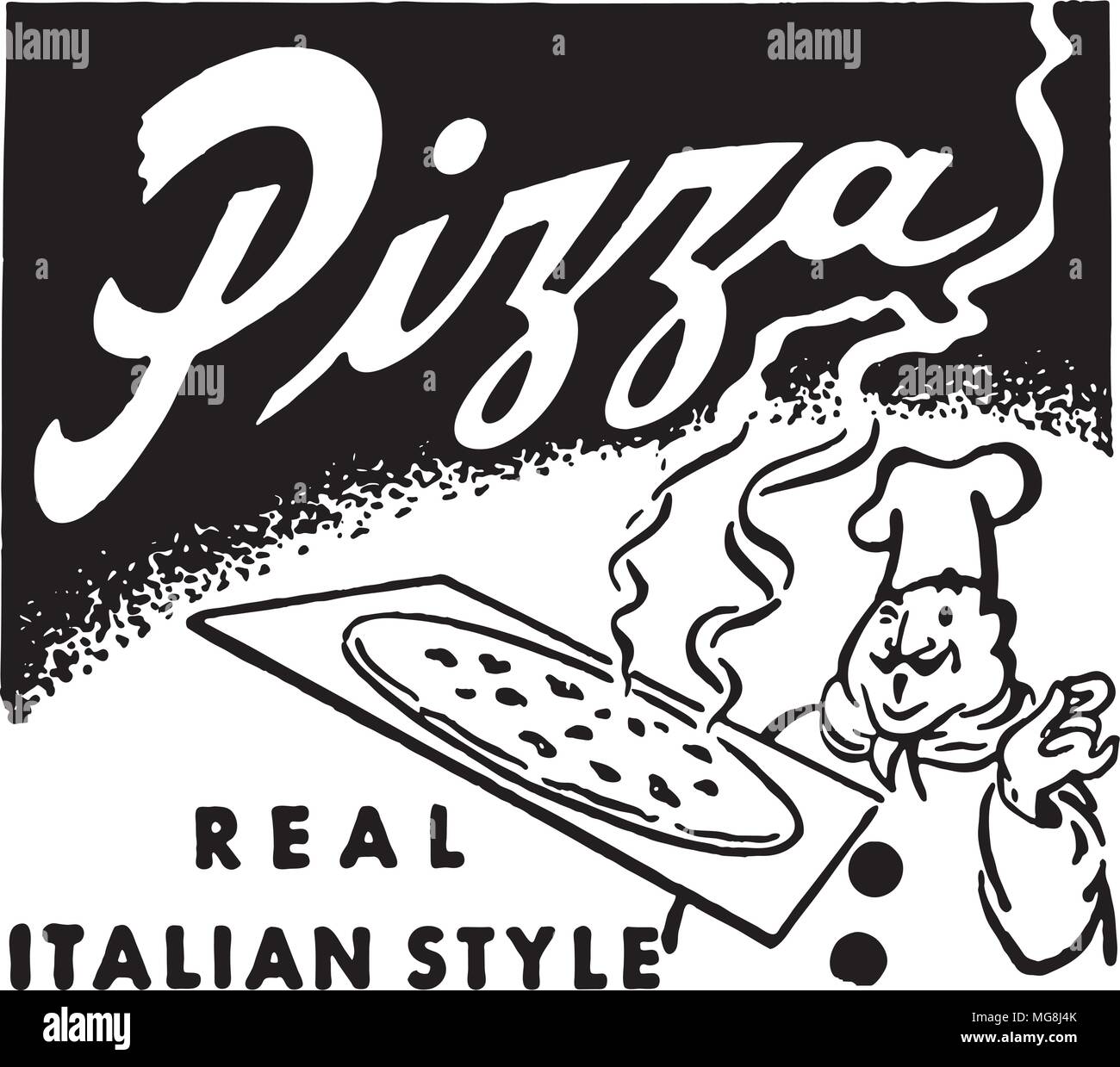 Pizza - retrò arte Annunci Banner Illustrazione Vettoriale