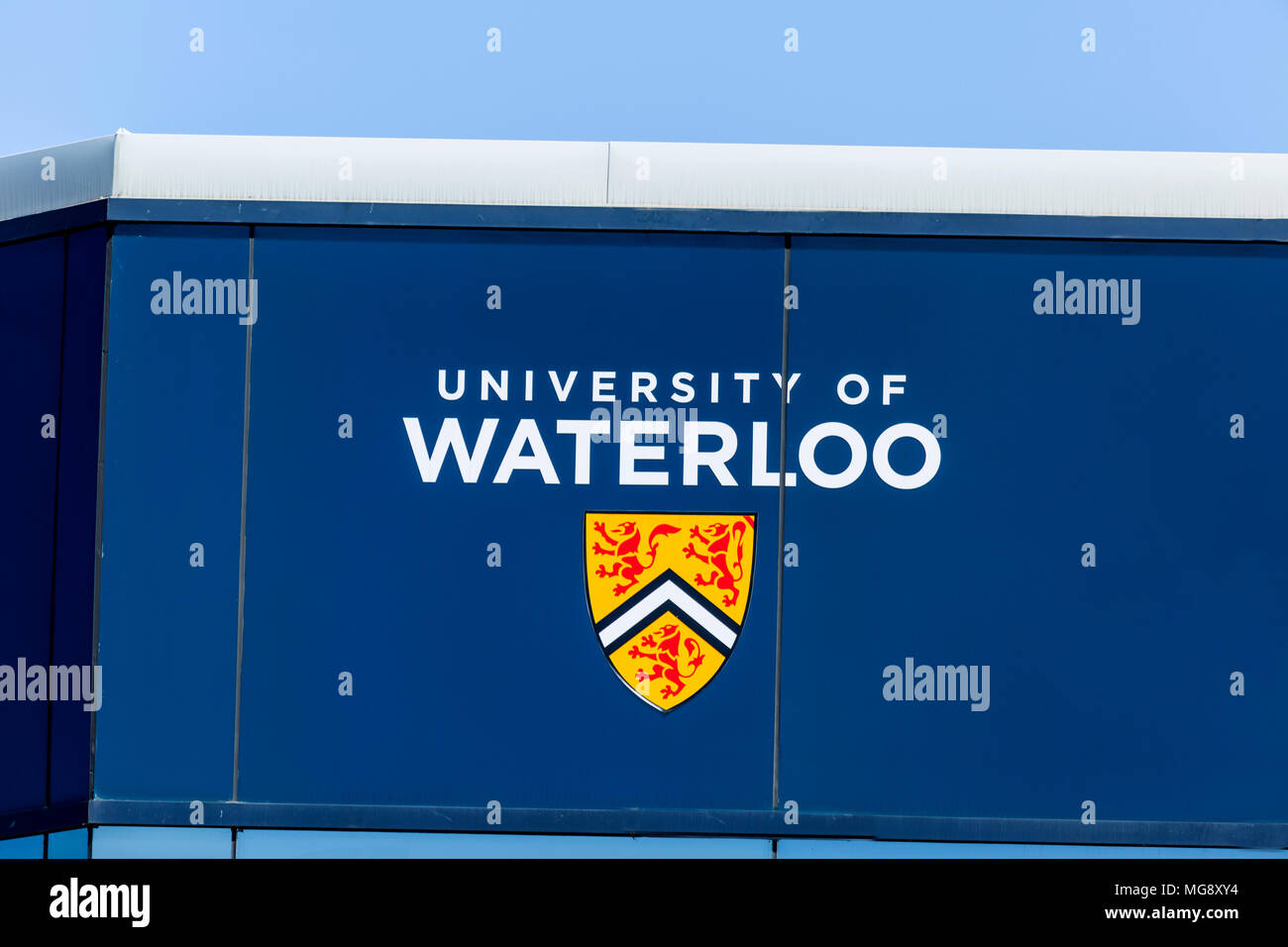 Il logo di segno dell'università di Waterloo Waterloo, Ontario Foto Stock