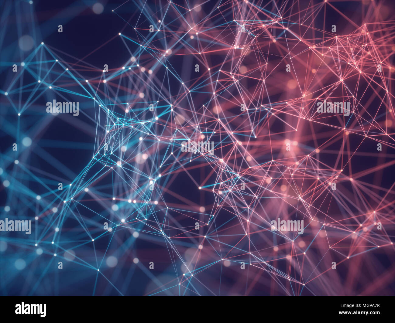 Rete astratto di linee e punti di collegamento, illustrazione. Foto Stock