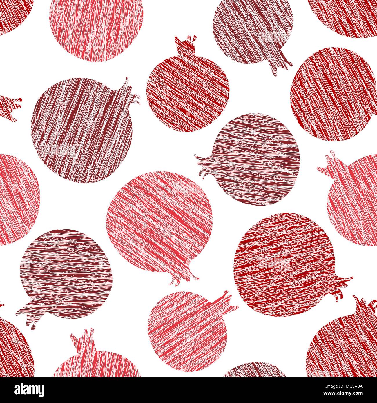 Vettore di melograno pattern. Estate sfondo del raccolto. Immagine perfetta con graffiato melograni. Infinite texture di frutta. Raccolto di ripetizione sullo sfondo. Illustrazione Vettoriale