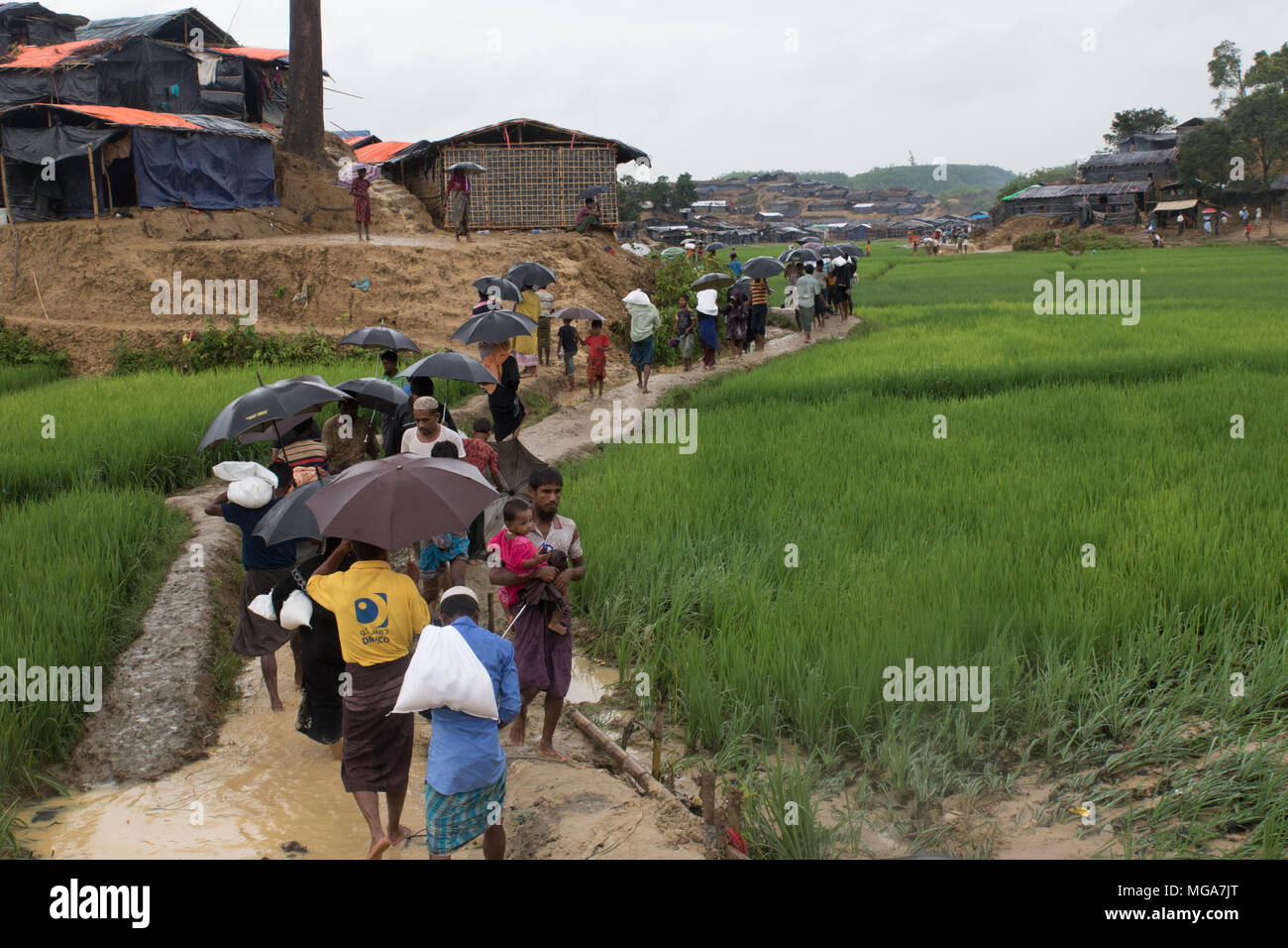 I Rohingya crisi di rifugiati in Bangladesh Foto Stock