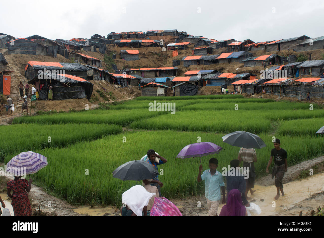 I Rohingya crisi di rifugiati in Bangladesh Foto Stock