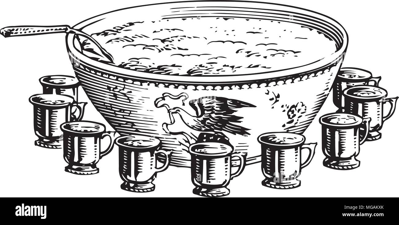 Punch Bowl 2 - Retro illustrazione clipart Illustrazione Vettoriale