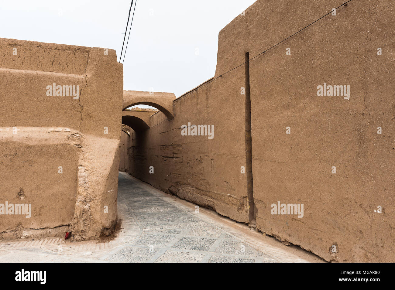 Parete della vecchia casa in Yazd, Iran Foto Stock