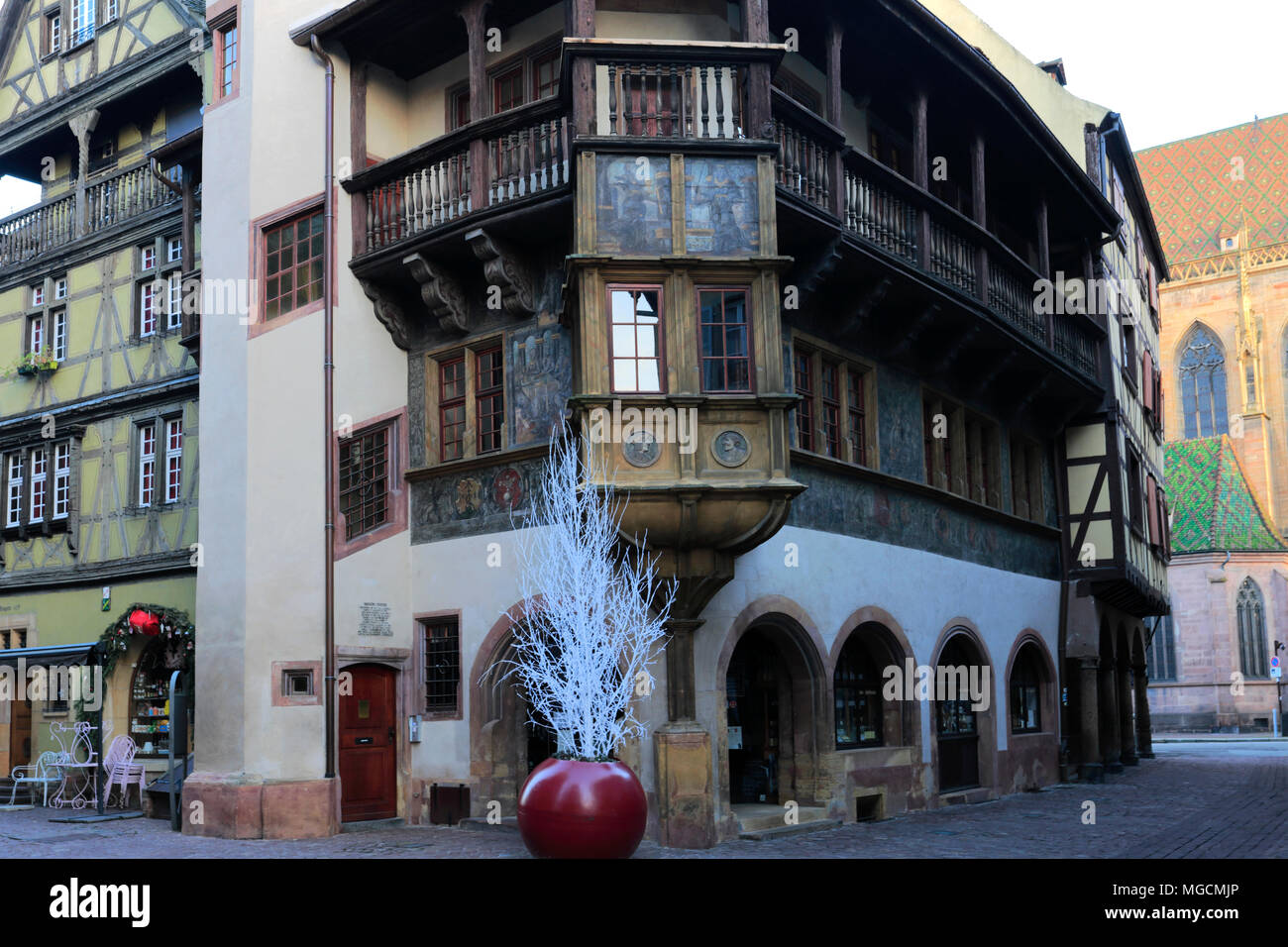 La Maison Pfister House, una residenza rinascimentale costruito nel 1537, città di Colmar, vino Alsaziano area, Alsazia, Francia, Europa Foto Stock