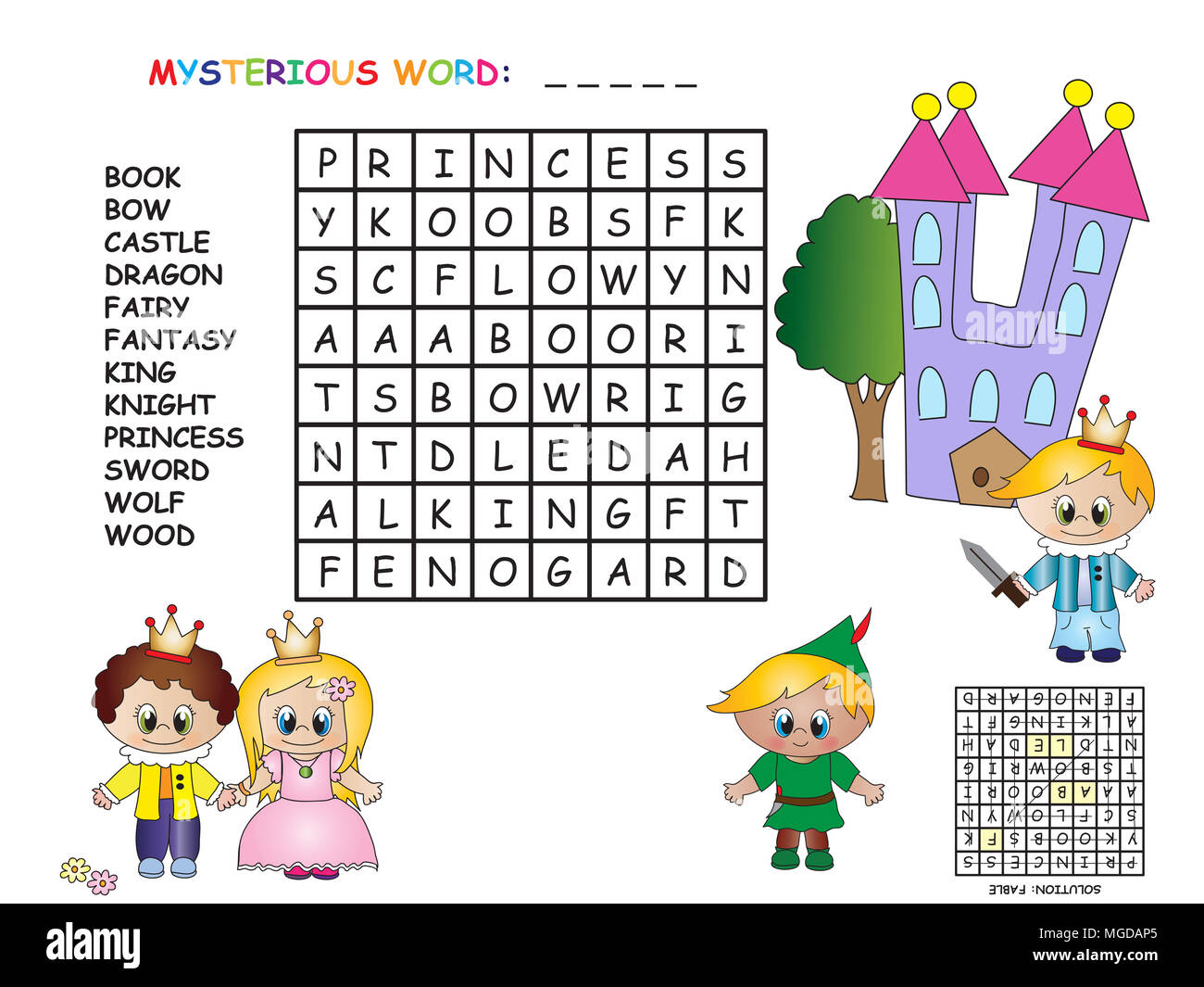 Gioco per bambini: crossword della favola Foto Stock