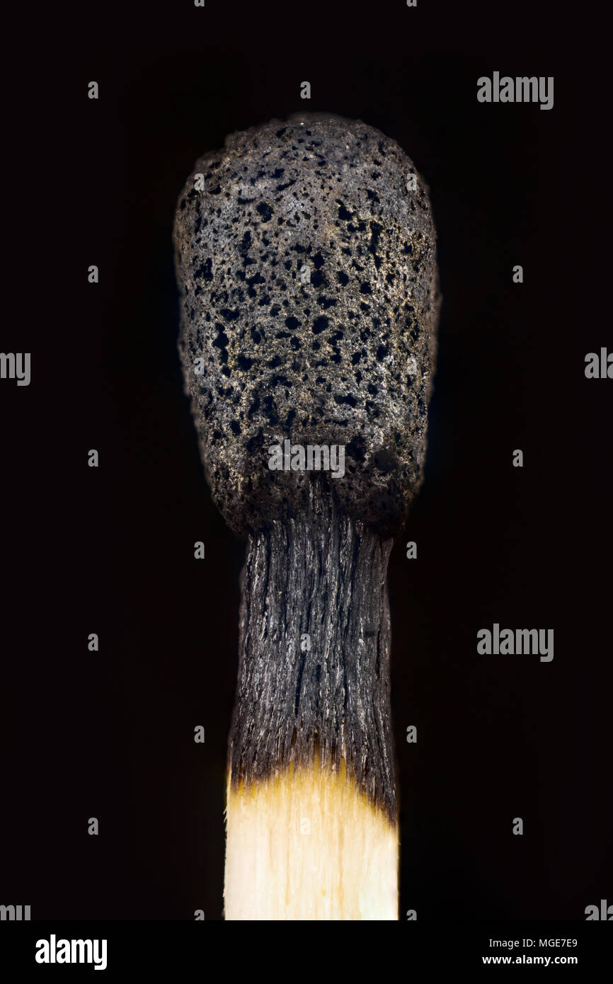 Macro shot di legno bruciato corrispondono. La fotografia macro Foto Stock