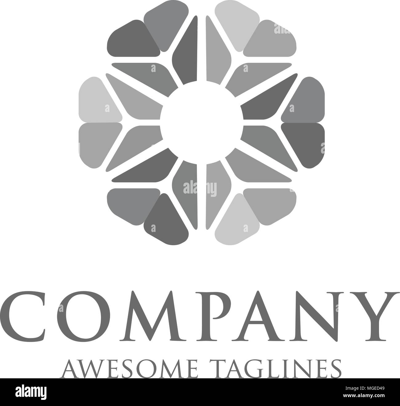 Fiore di vettore di simboli ornamentali geometrici modello di logo Illustrazione Vettoriale