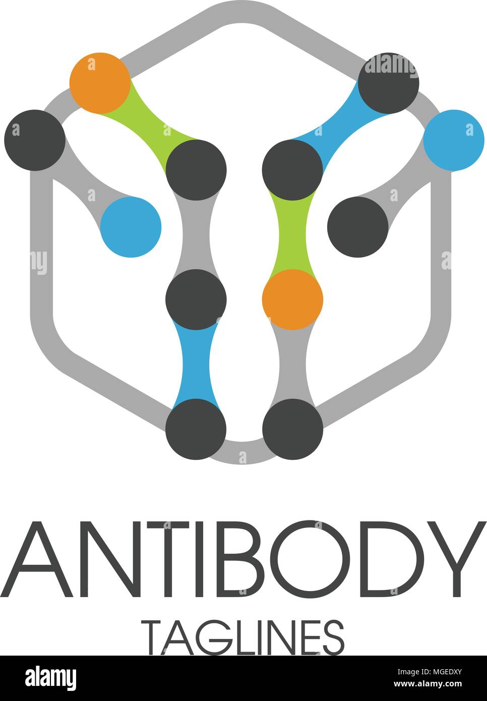 Anticorpo di immunoglobulina, molecola di anticorpo vettore logo Illustrazione Vettoriale