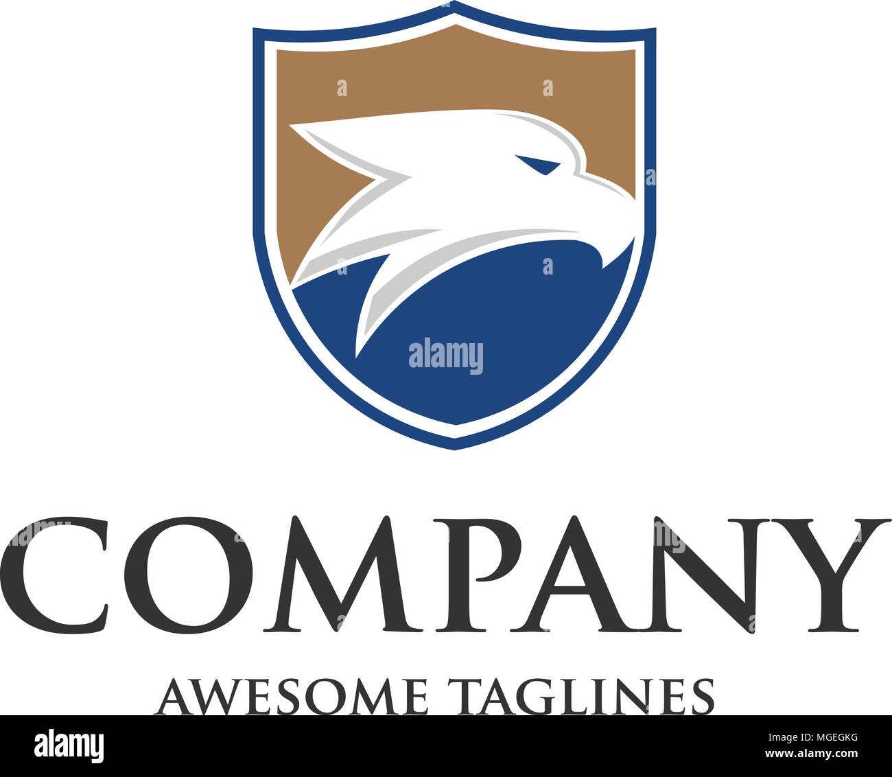 Semplice creative eagle con scudo logo design vettoriali Illustrazione Vettoriale