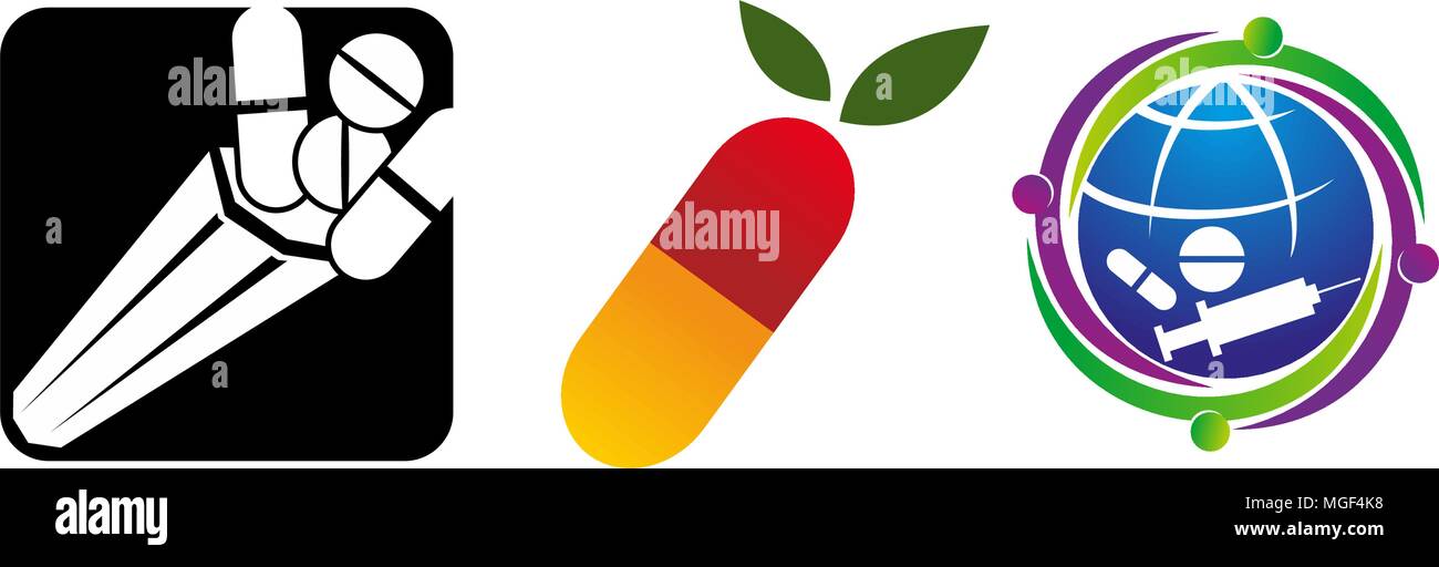 Medicina globale preoccupazione impostato Illustrazione Vettoriale