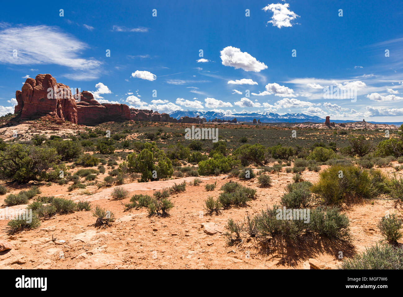 Vista del Parco Nazionale di Arches, Utah Foto Stock