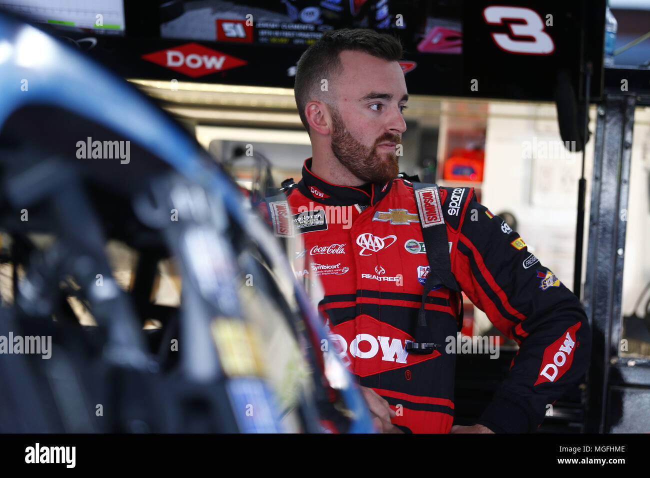 Aprile 27, 2018 - Talladega, Alabama, Stati Uniti d'America - Austin Dillon (3) si blocca in garage durante la pratica per il GEICO 500 a Talladega Superspeedway di Talladega, Alabama. (Credito Immagine: © Justin R. Noe Asp Inc/ASP tramite ZUMA filo) Foto Stock