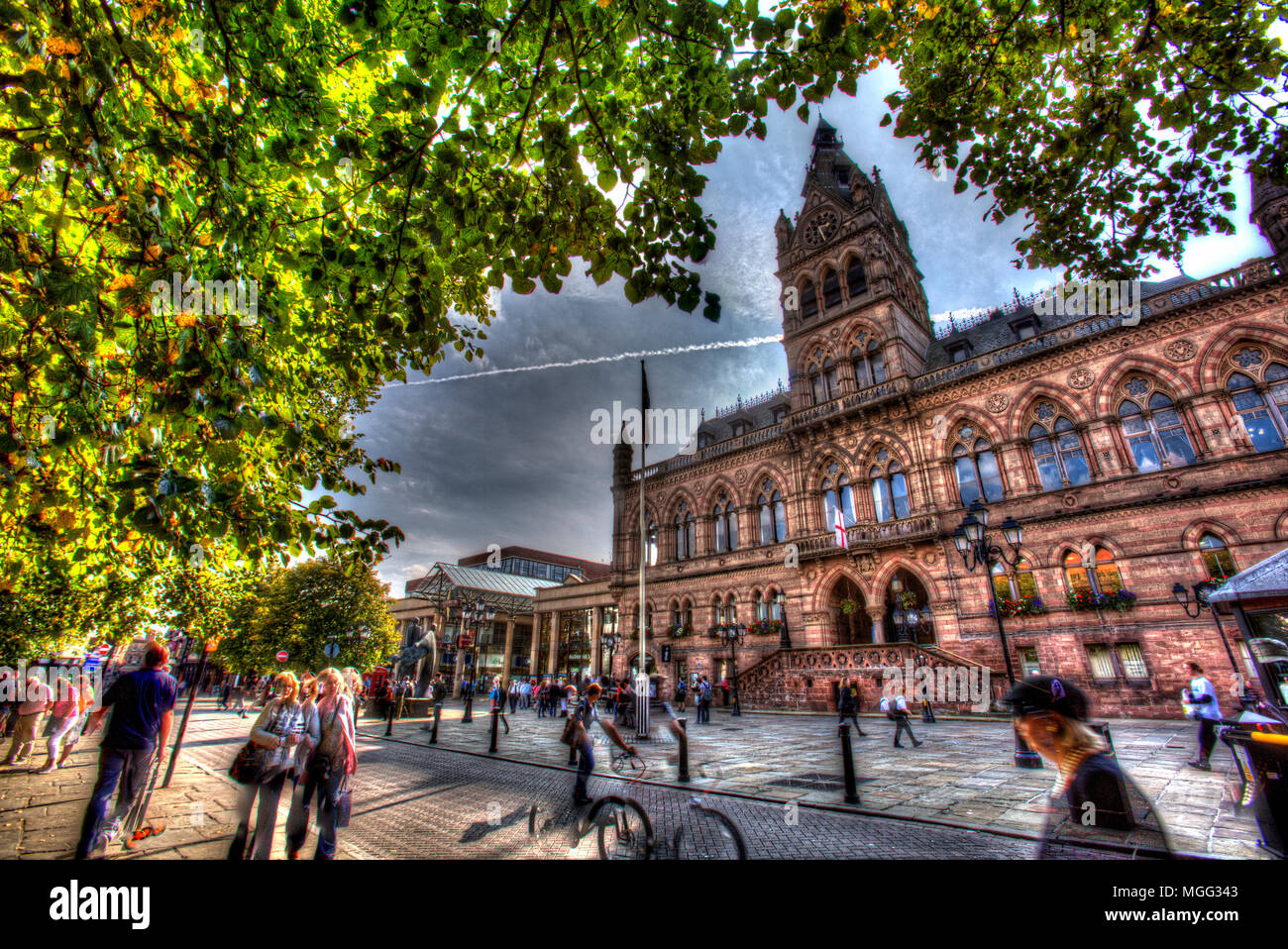 Città di Chester, Inghilterra. Vista artistica del William Henry Lynn progettato Chester Town Hall. Foto Stock