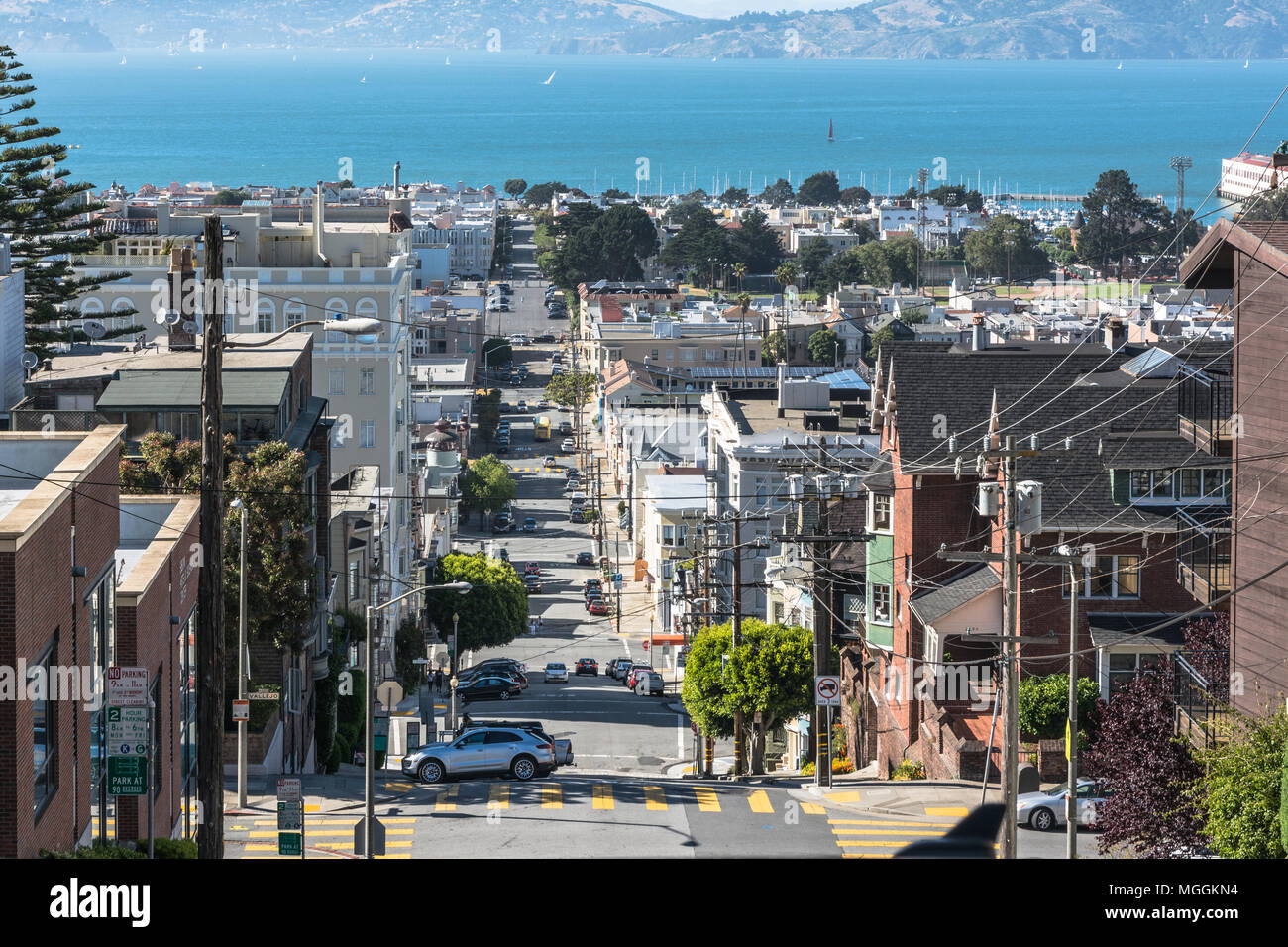 Vista da Webster Street di San Francisco Foto Stock