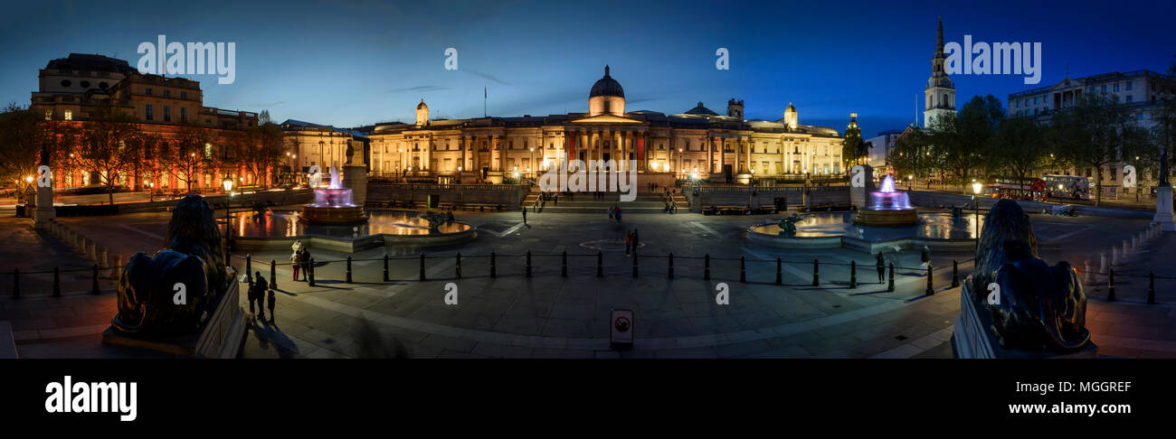 Trafalgar Square al crepuscolo, Londra, Inghilterra. Foto Stock