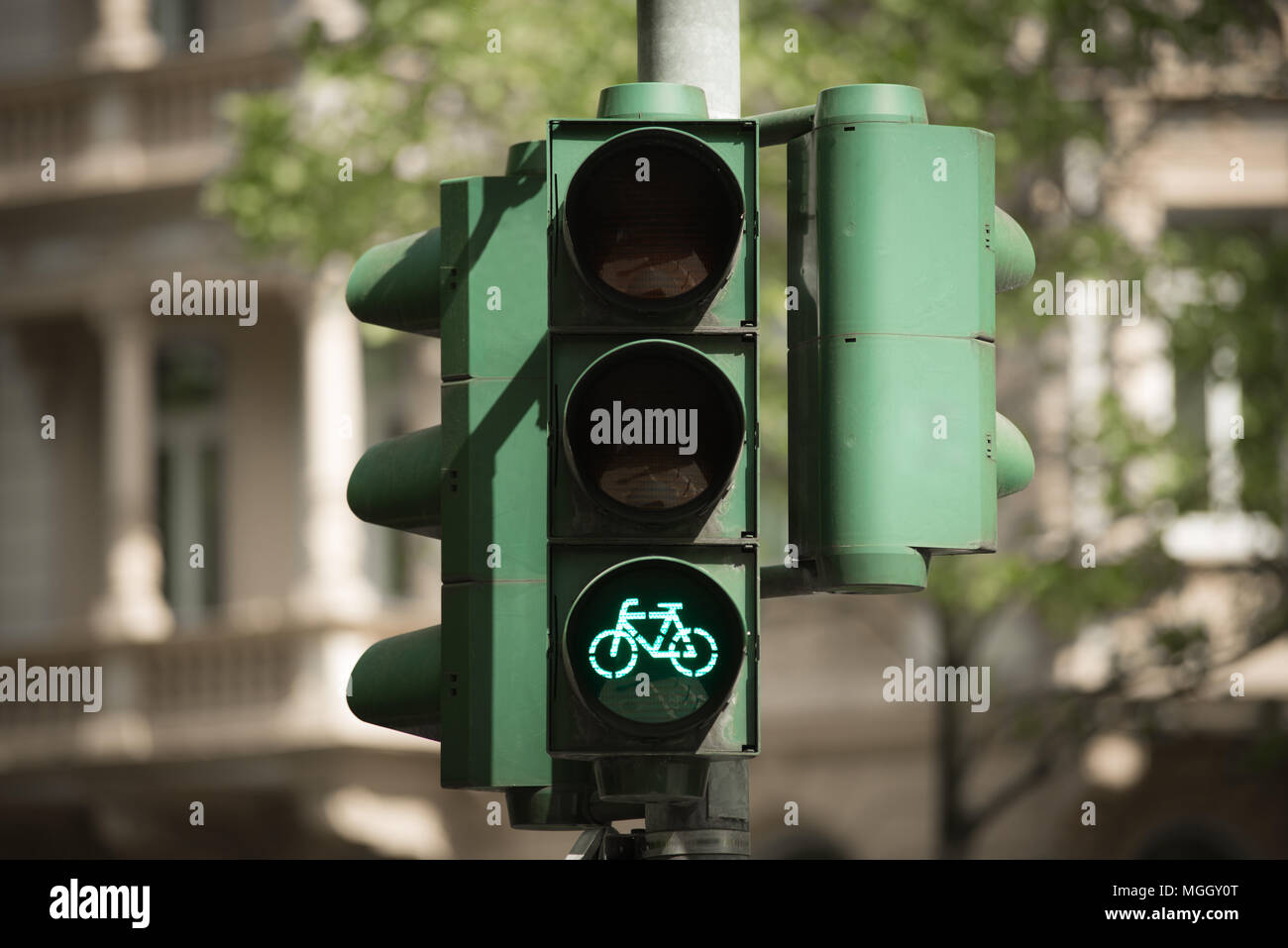 Semaforo per bicylces green Foto Stock