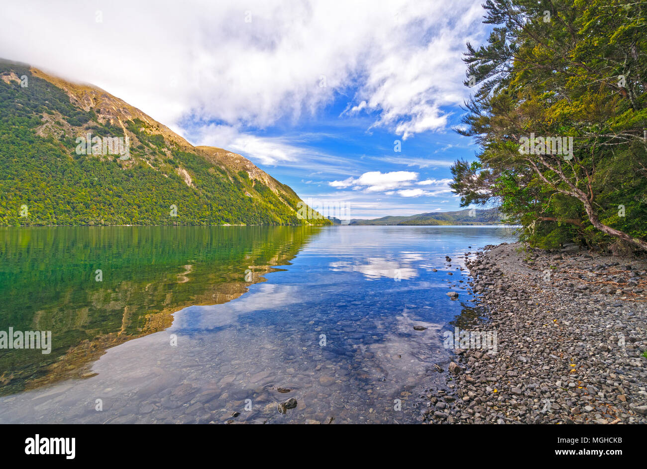 Lago Rotoiti Nelson Lakes National Park in Nuova Zelanda Foto Stock