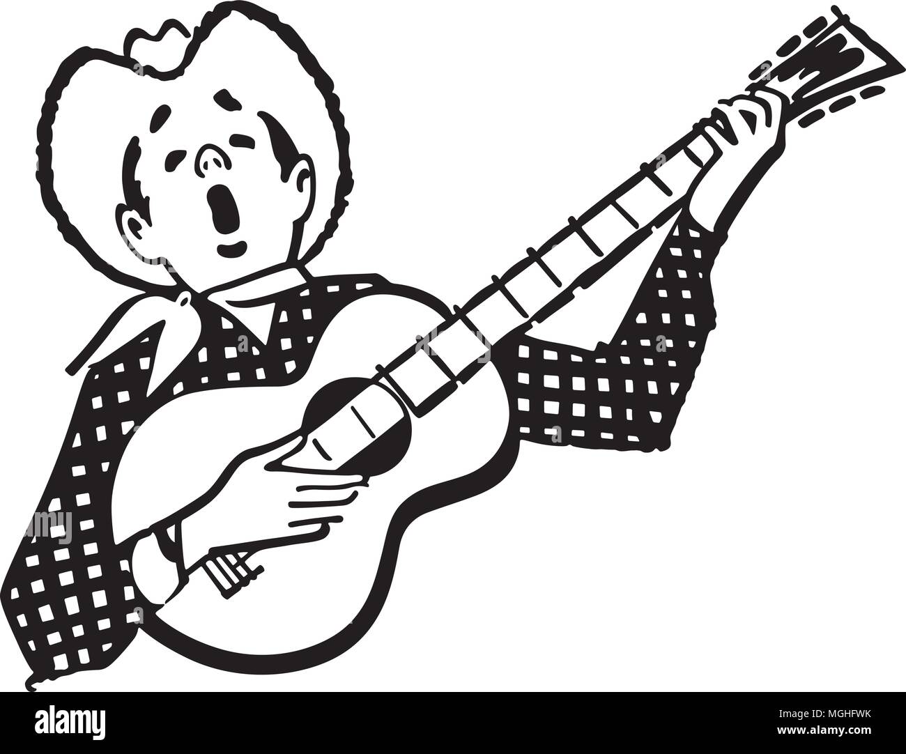 Singing Cowboy - retrò illustrazione clipart Illustrazione Vettoriale